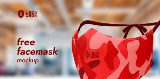 Free Face Red Mask Mockup