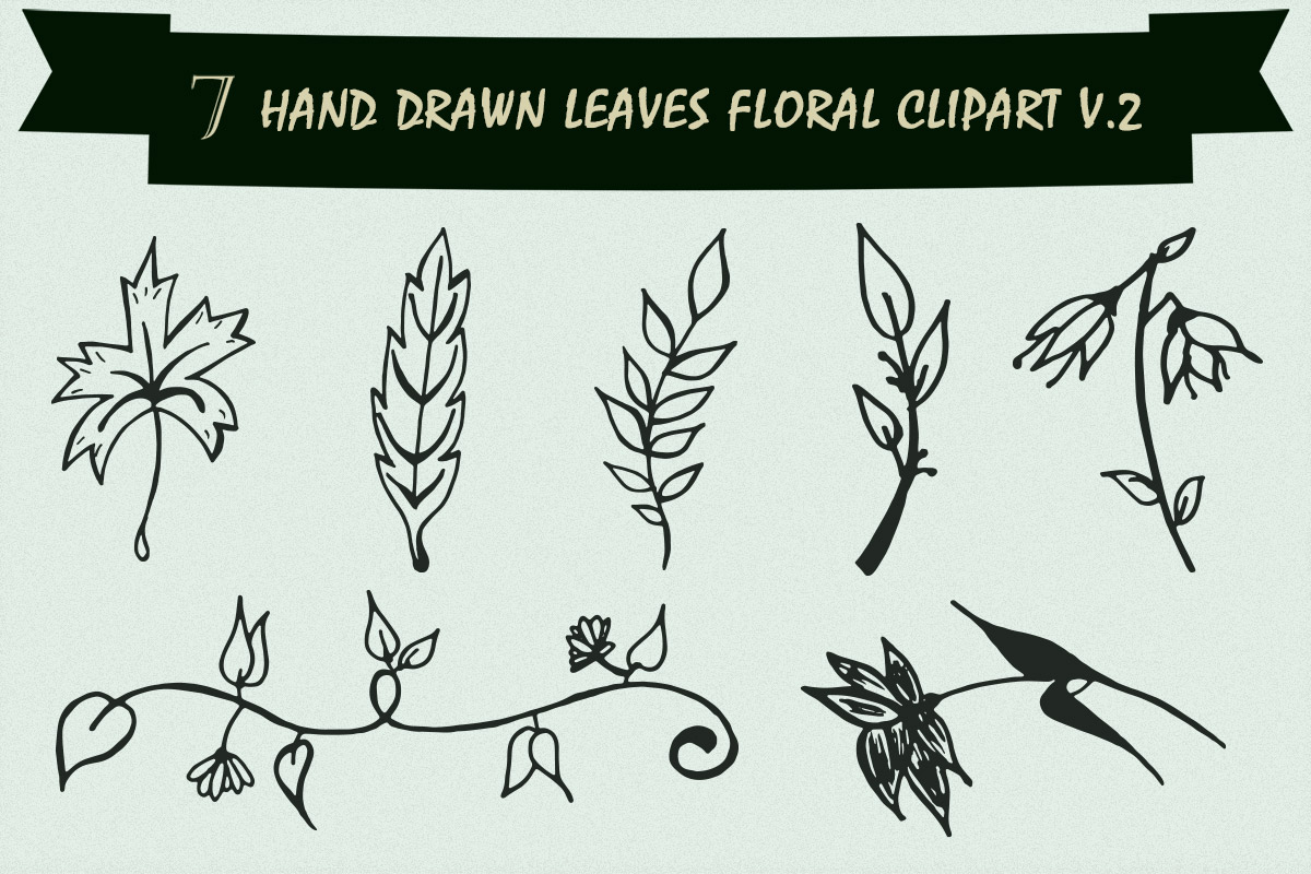 Free Handmade Leaves Floral Clipart V2