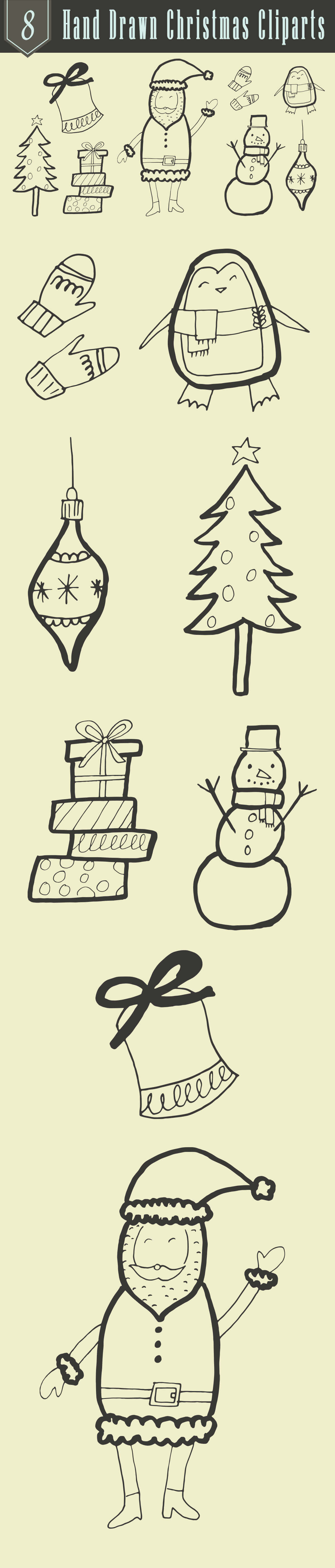 Free Hand Drawn Christmas Cliparts