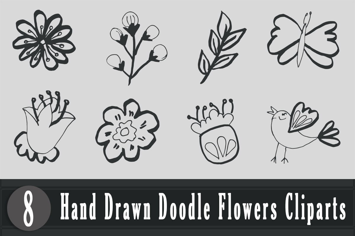 Free Handmade Doodle Flowers Cliparts