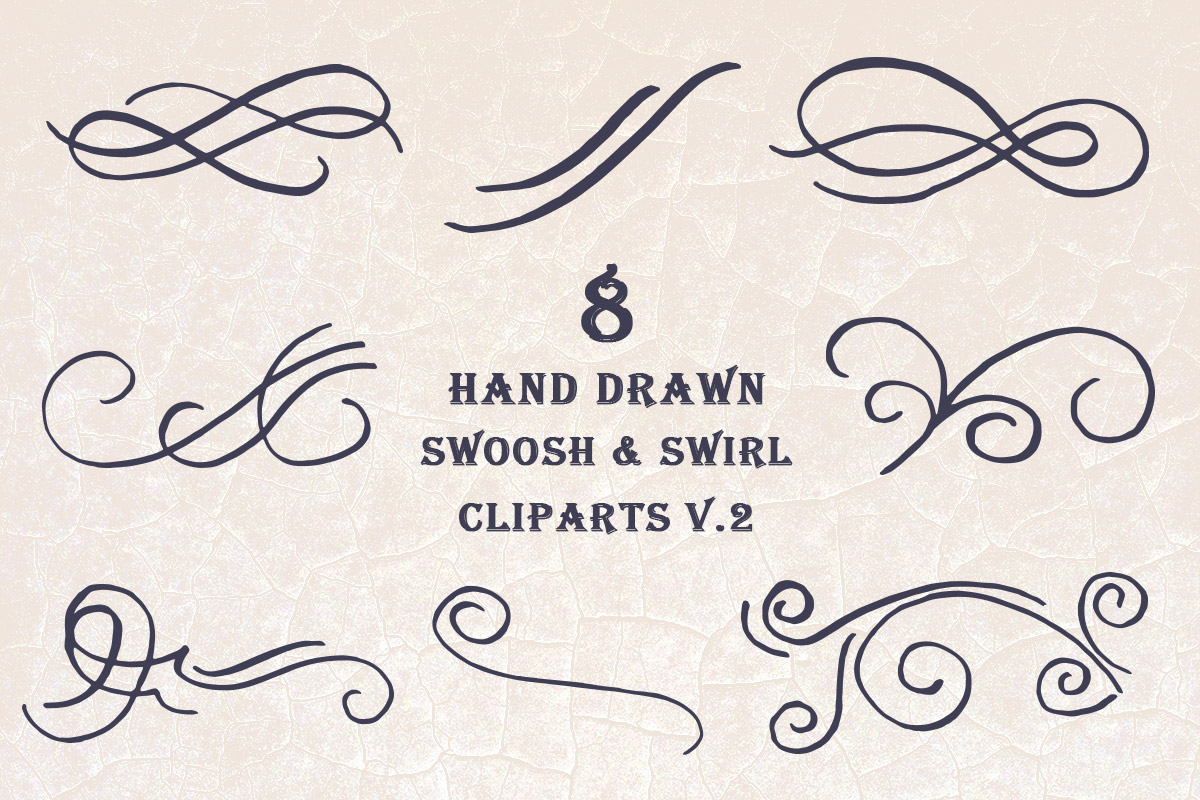 Free Handmade Swoosh & Swirl Cliparts V2