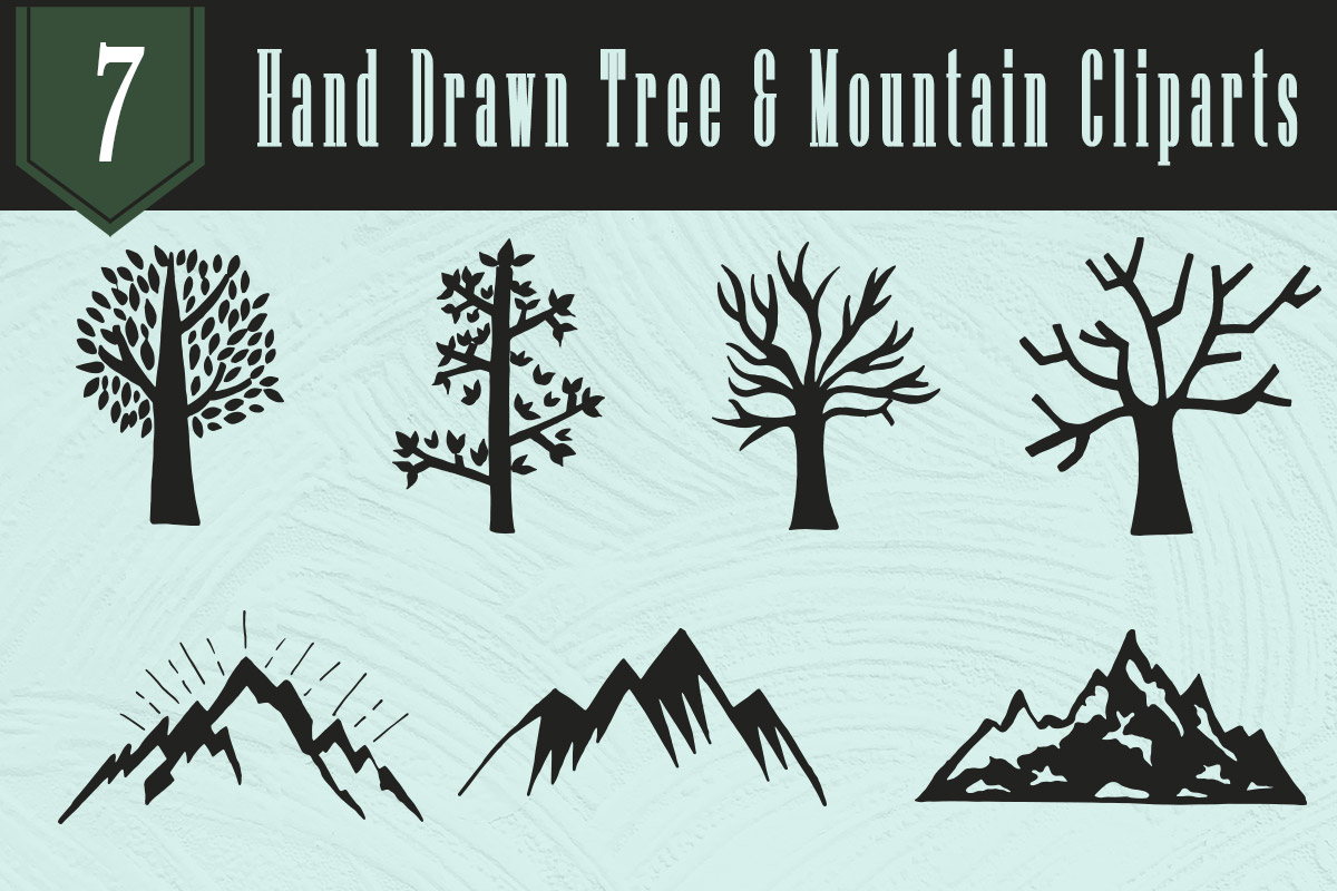 Free Handmade Tree & Mountain Cliparts