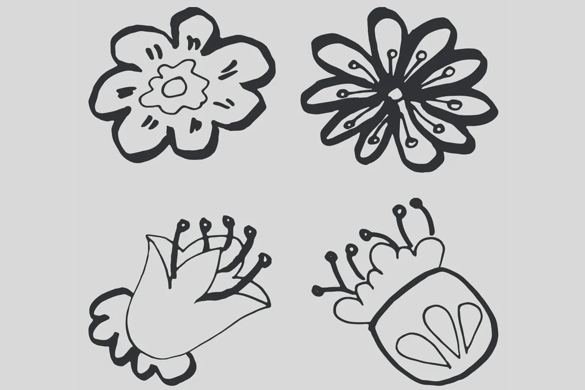 Handmade Doodle Flowers Cliparts Preview 1