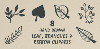 Free Leaf, Branches & Ribbon Handmade Cliparts