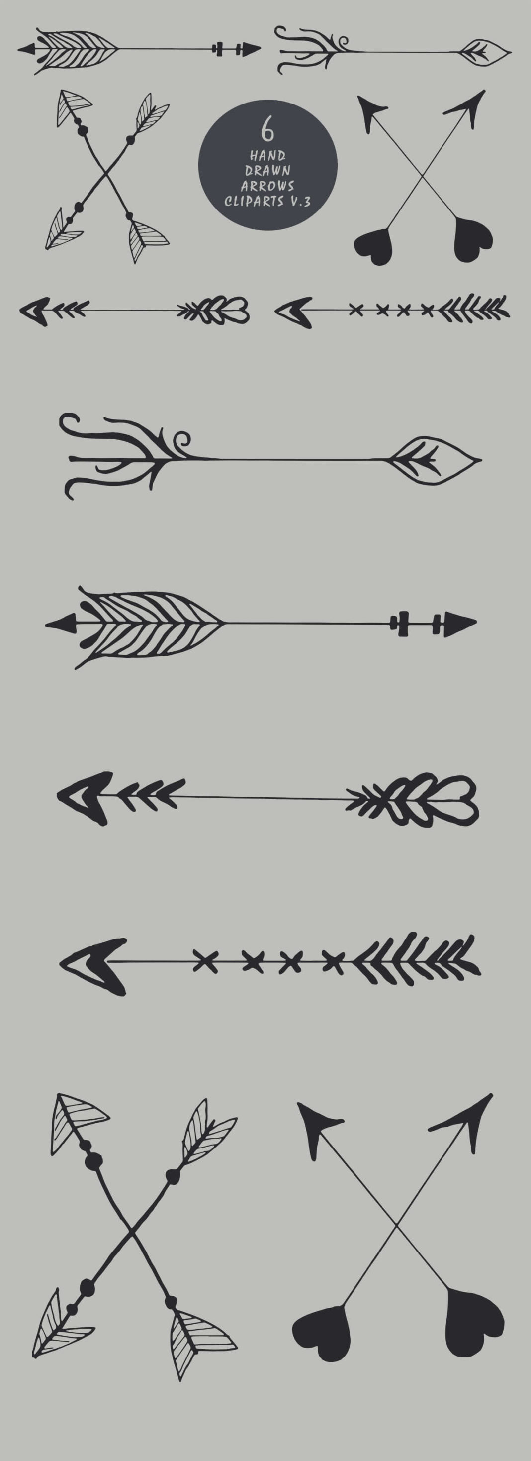 Handmade Arrows Cliparts V3 Free Download - Creativetacos