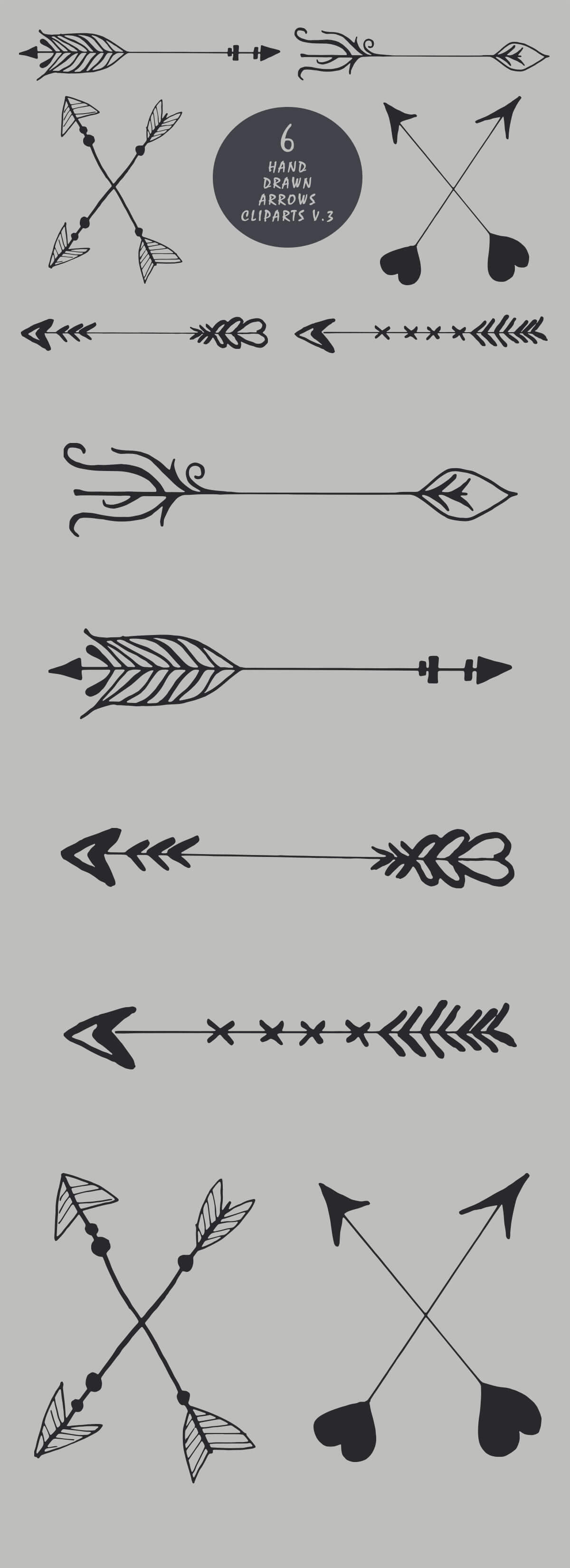 Free Handmade Arrows Cliparts V3