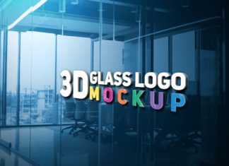 Free 3D Glass Logo Mockup