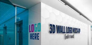 Free 3D Wall Logo Slogan Mockup