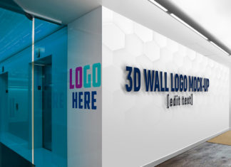 Free 3D Wall Logo Slogan Mockup
