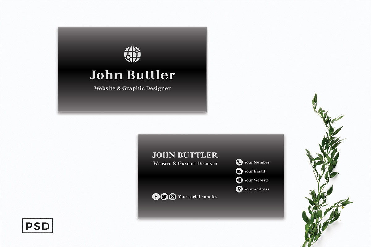 Free Black Gradient Business Card Template