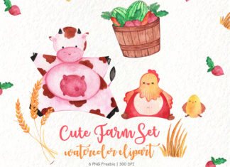 Free Cute Farm Watercolor Clipart