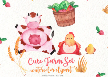 Free Cute Farm Watercolor Clipart