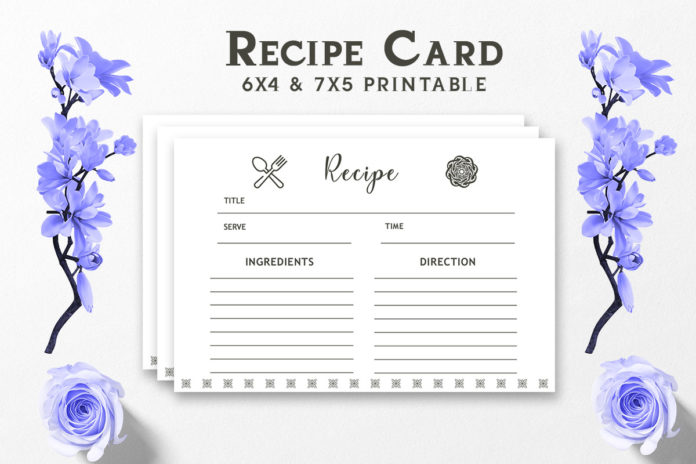 Free Recipe Card Printable Template V4