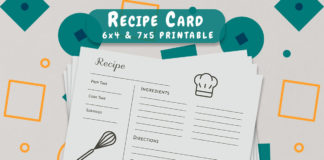 Free Recipe Card Printable Template V6