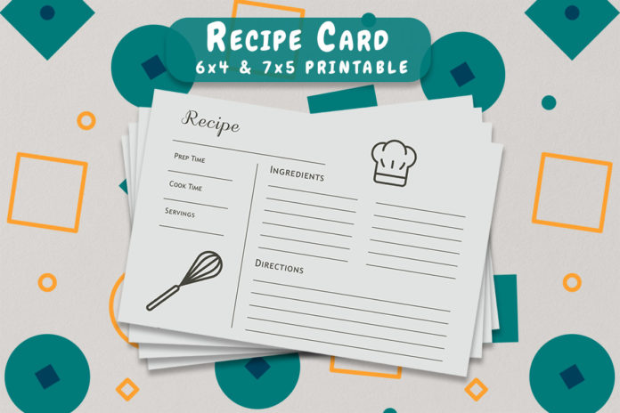 Free Recipe Card Printable Template V6