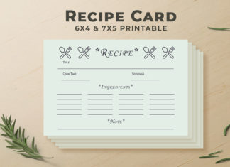 Free Recipe Card Printable Template V7