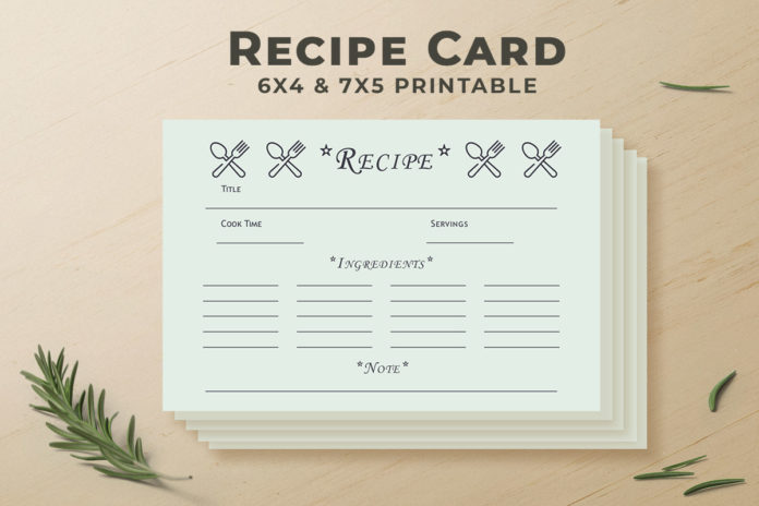Free Recipe Card Printable Template V7