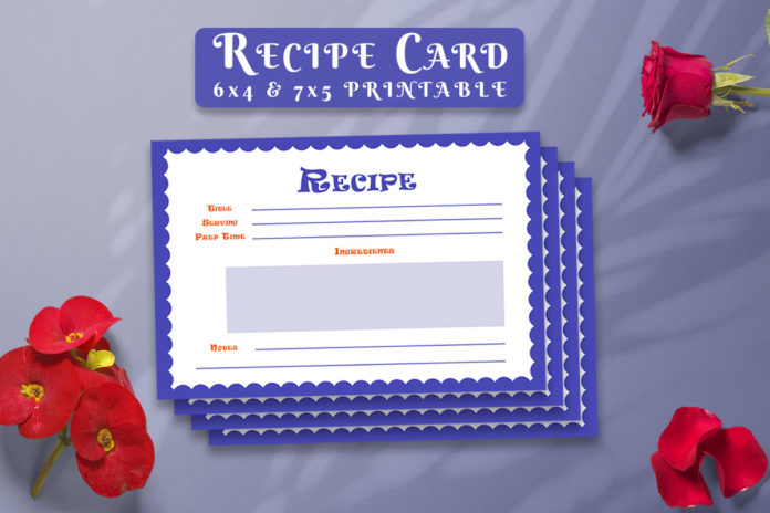 Free Recipe Card Printable Template V11