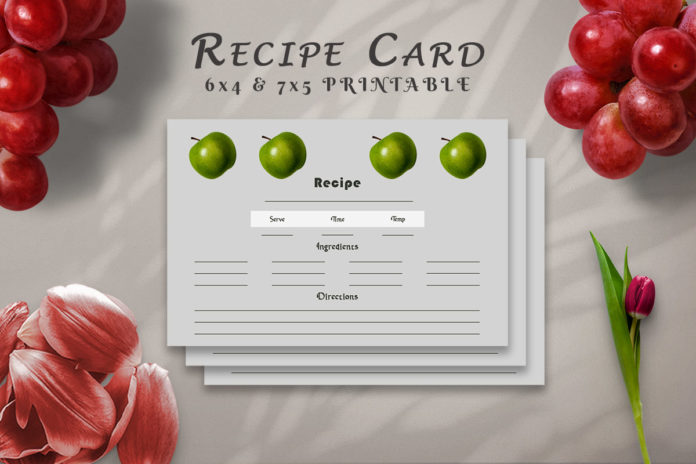Free Recipe Card Printable Template V12