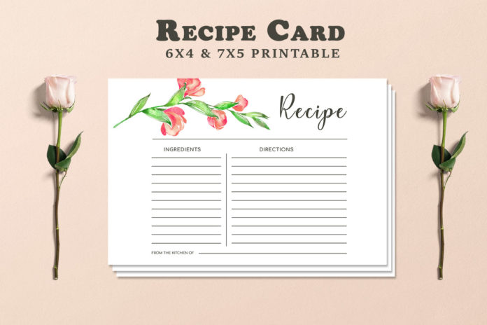 Free Recipe Card Printable Template V2
