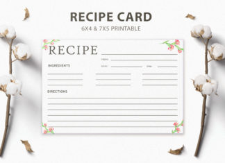 Free Recipe Card Printable Template V3