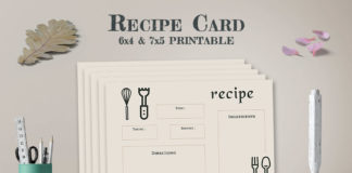 Free Recipe Card Printable Template V9
