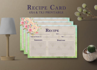 Free Artistic Floral Recipe Card Template V27