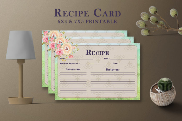 Free Artistic Floral Recipe Card Template V27