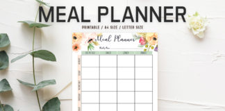 Free Floral Meal Planner Template