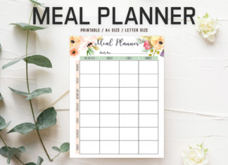 Free Floral Meal Planner Template