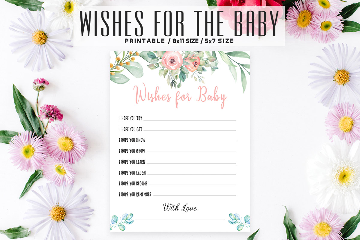 Download Free Free Floral Wishes For The Baby Printable V2 Creativetacos PSD Mockups.