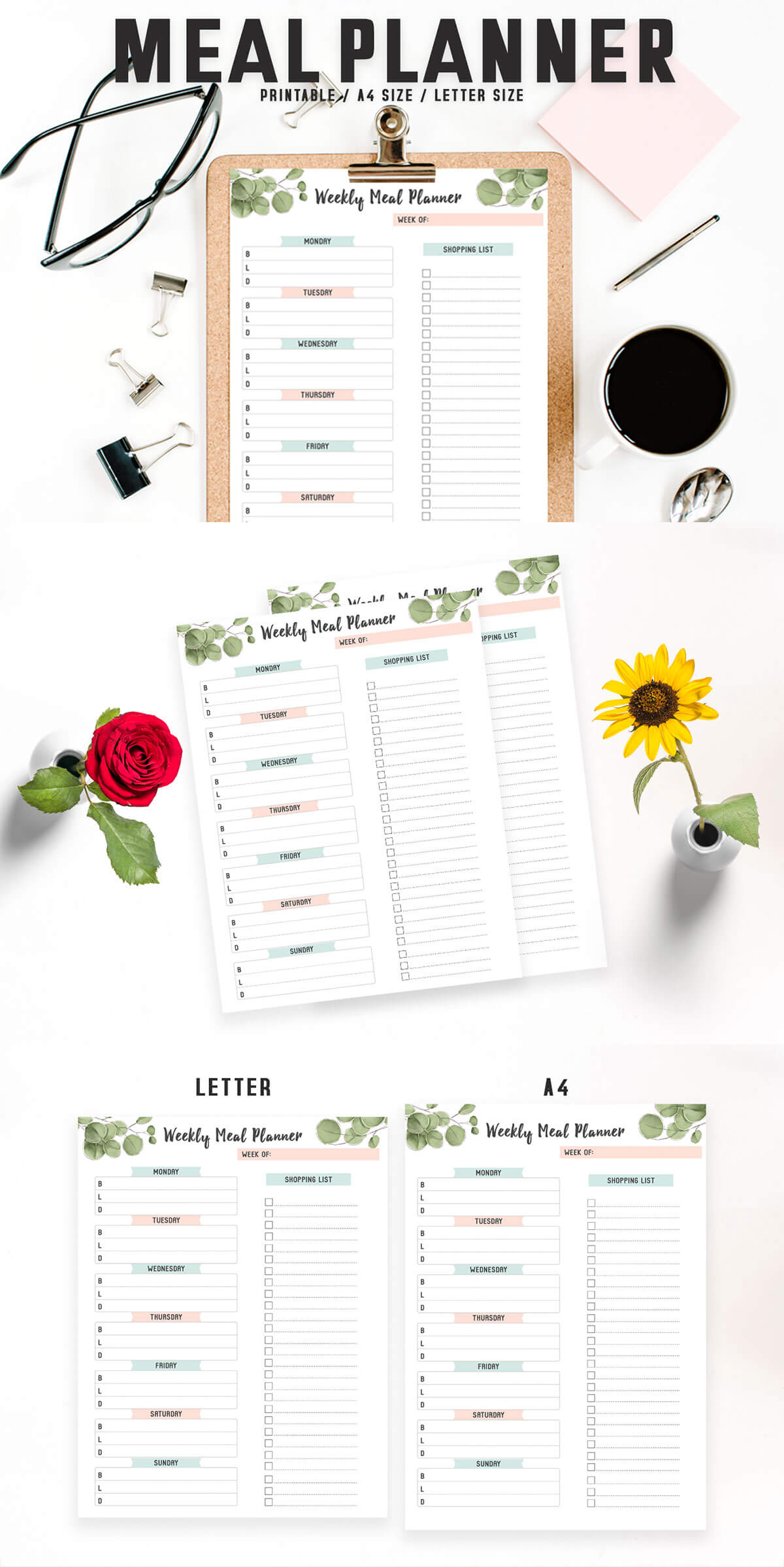 Free Girly Meal Planner Template