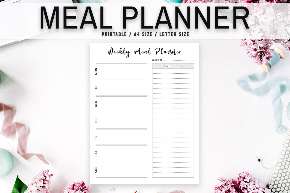 Download Free Free Minimal Meal Planner Printable Template Creativetacos PSD Mockup Template