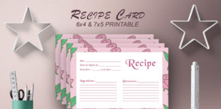 Free Recipe Card Printable Template V15