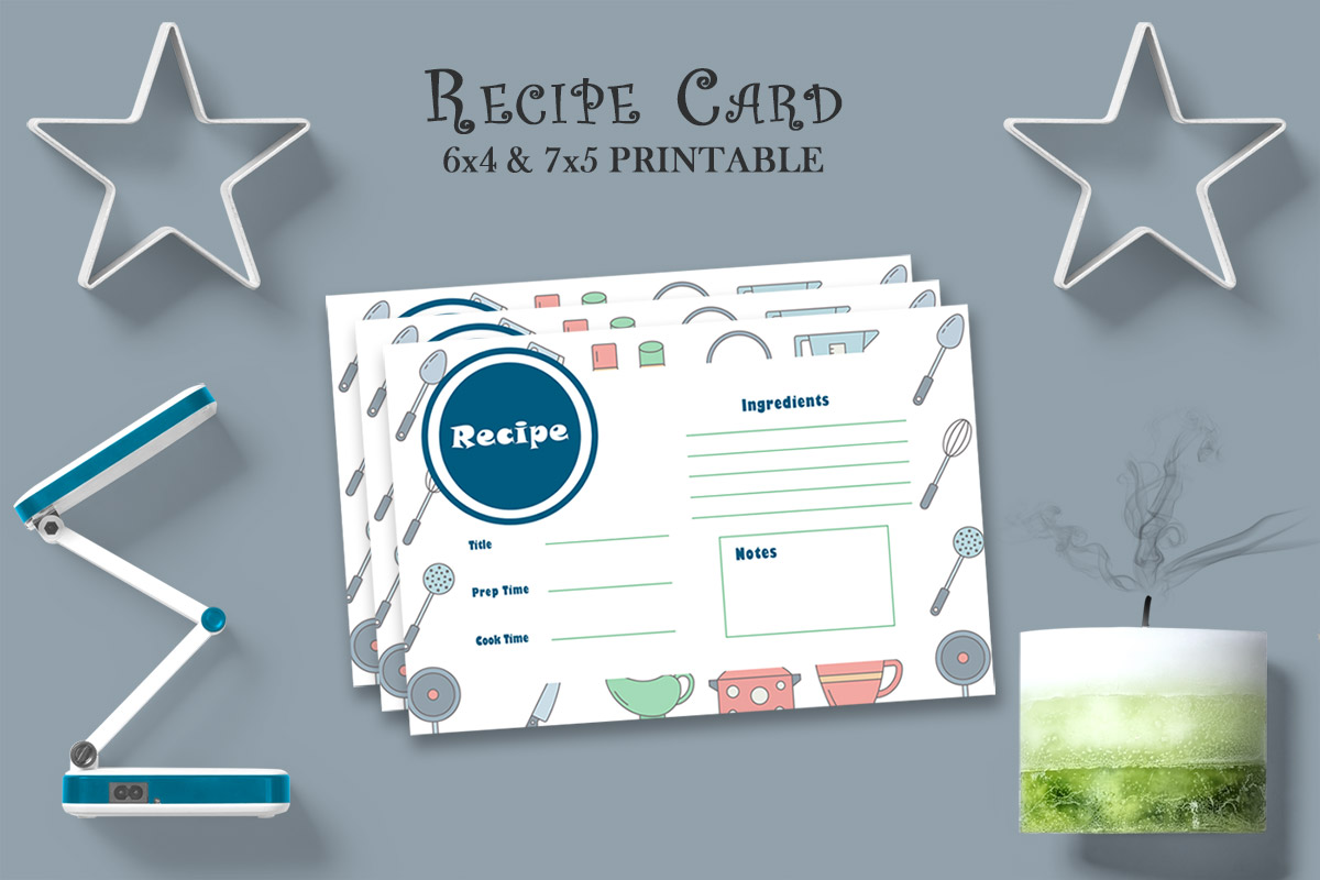 Free Recipe Card Printable Template V16