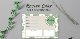 Free Recipe Card Printable Template V17