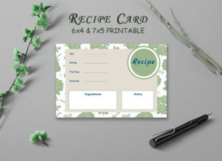 Free Recipe Card Printable Template V17