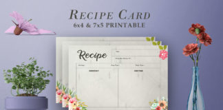 Free Recipe Card Printable Template V18
