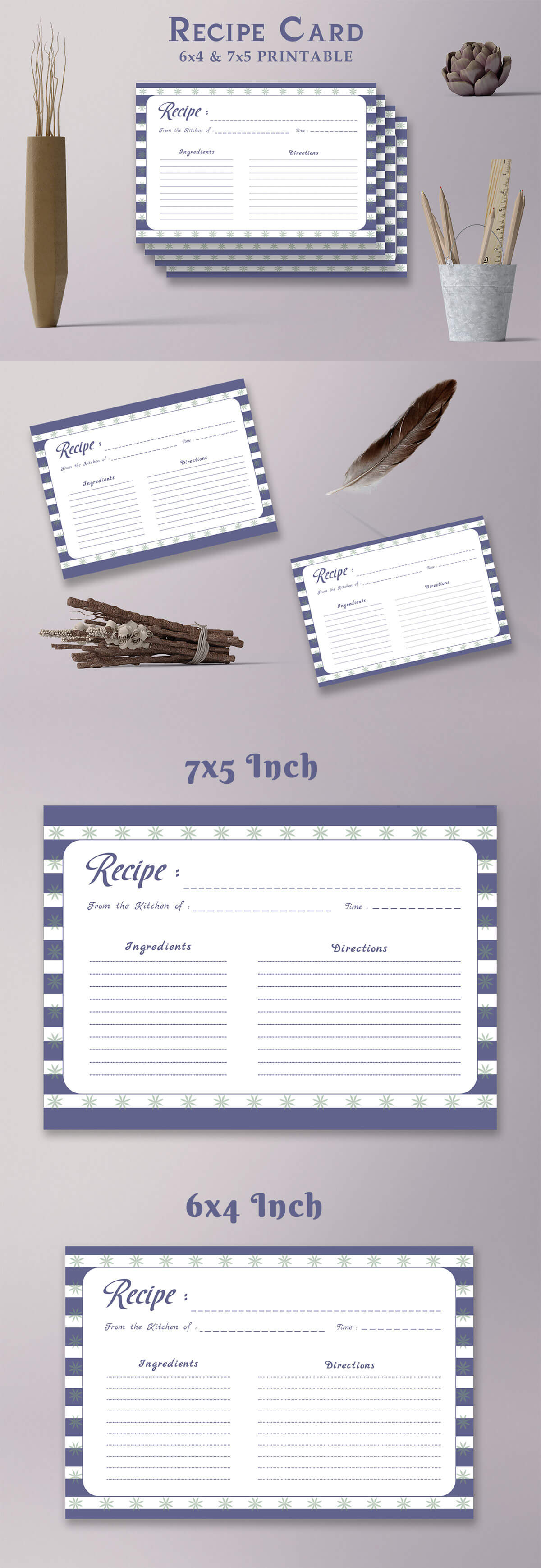 Free Patterned Recipe Card Template V21