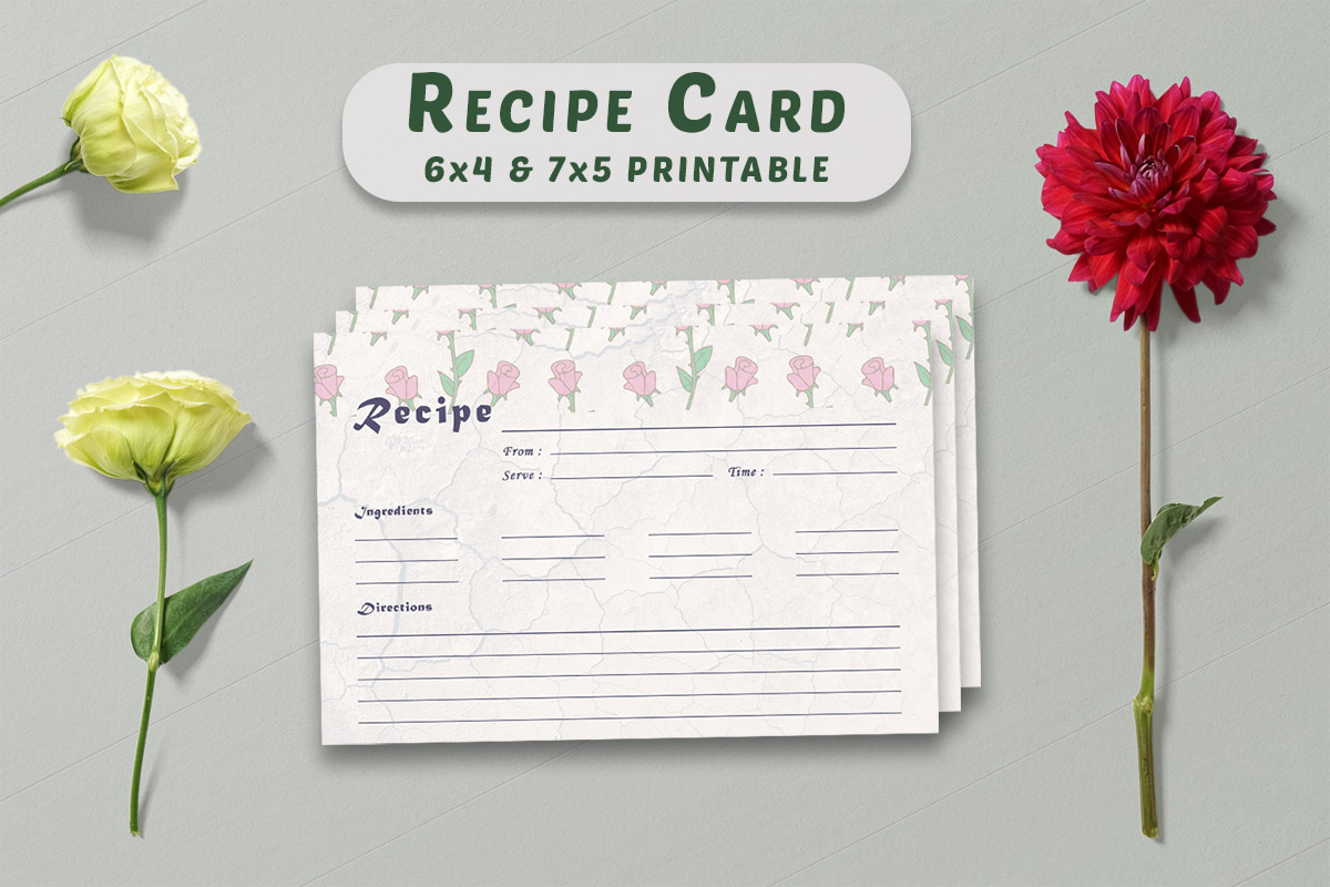 Free Vintage Floral Recipe Card Printable V30
