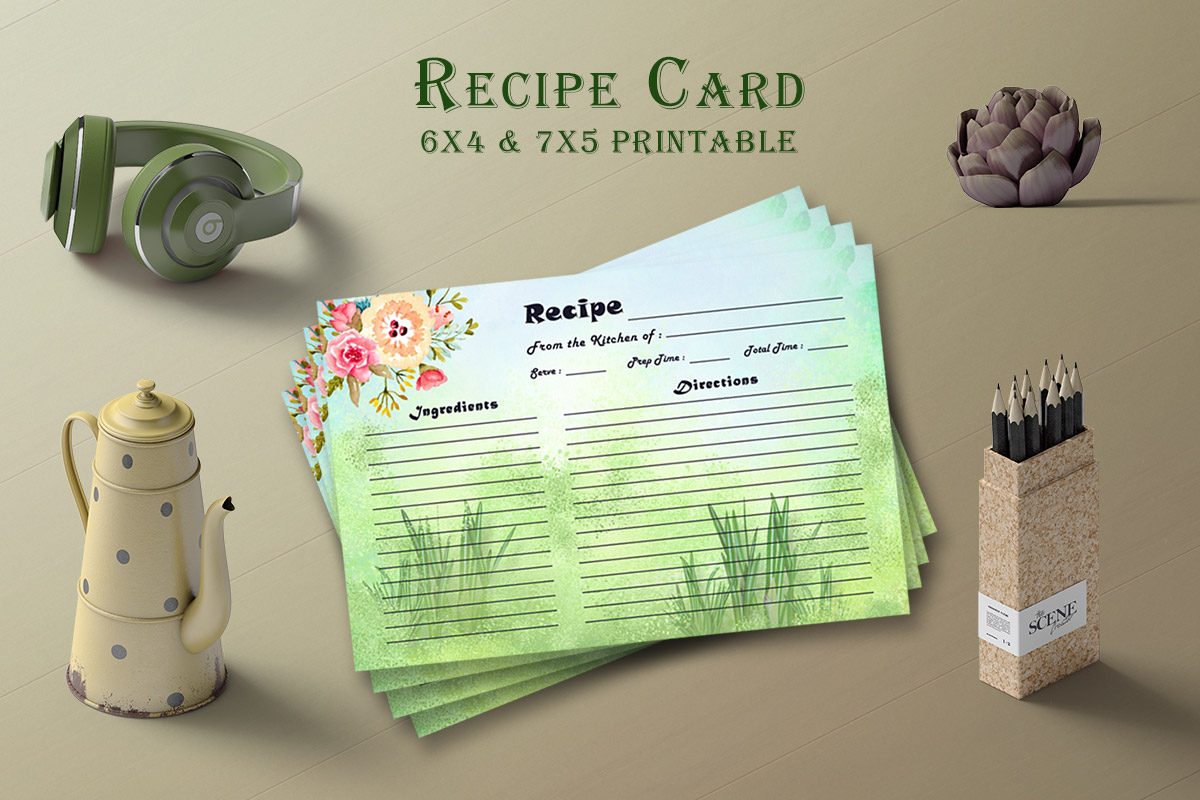 Download Free Free Watercolor Recipe Card Template V25 Creativetacos PSD Mockup Template