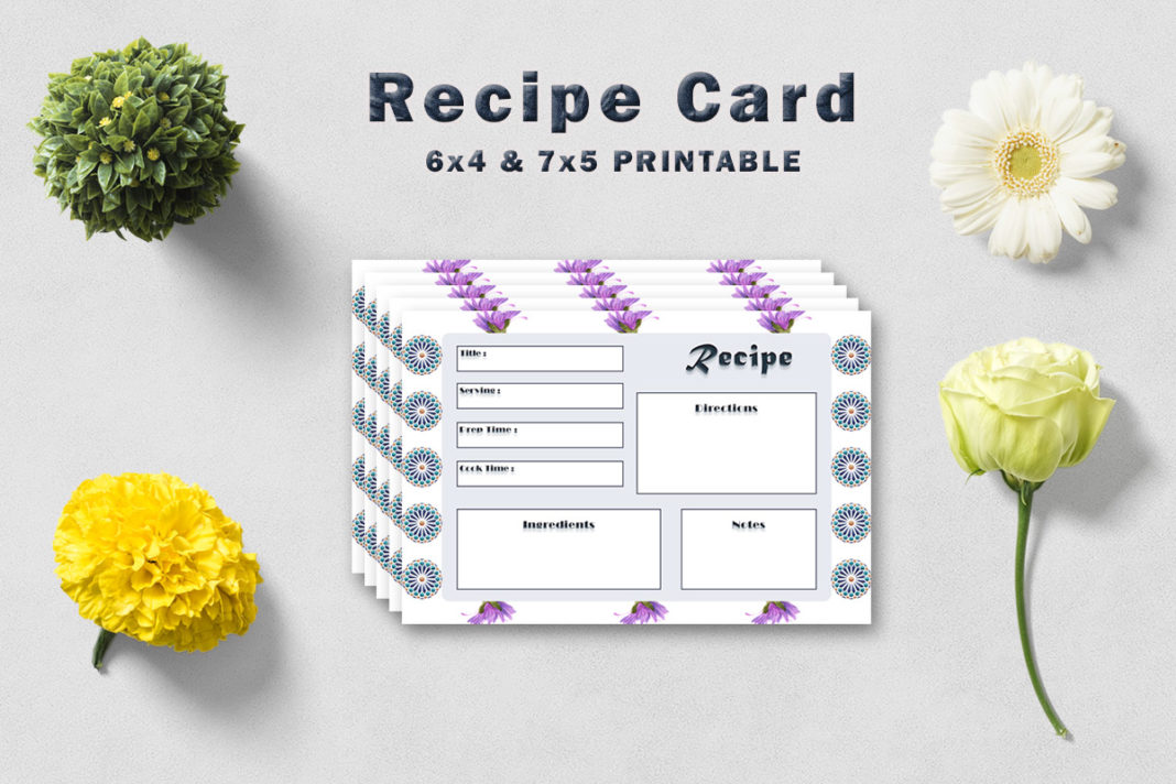 Decorative Floral Recipe Card Template Free Download