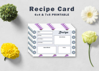 Free Decorative Floral Recipe Card Template