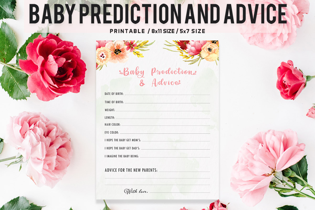 Free Floral Baby Prediction And Advice Printable Template V2
