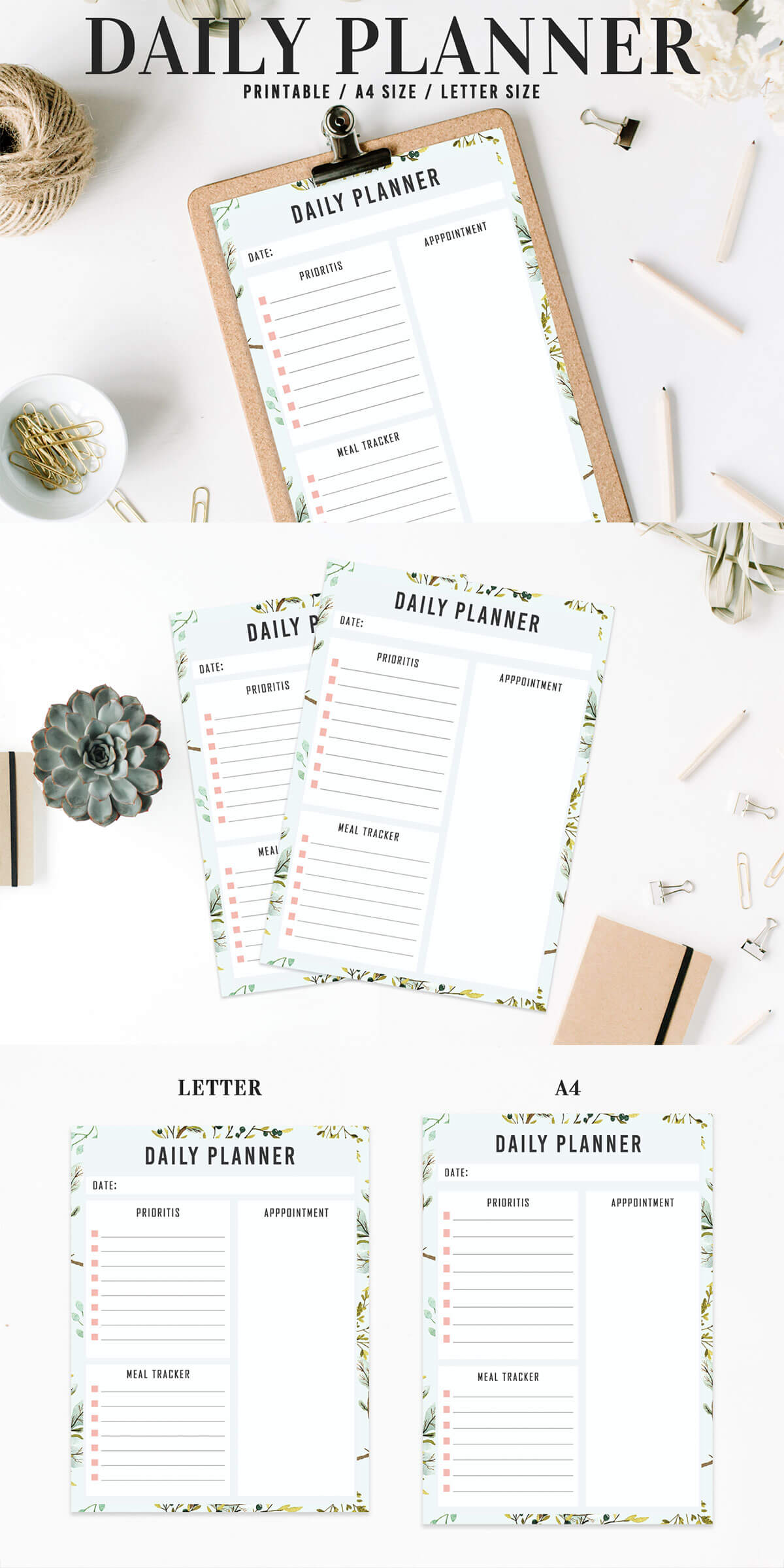 Free Floral Daily Planner Printable V2