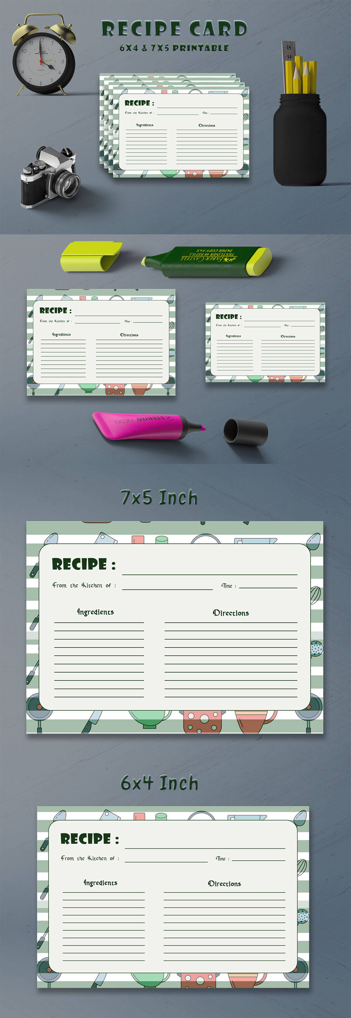 Free Kitchen Texture Recipe Card Template
