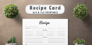 Free Modern Recipe Card Template