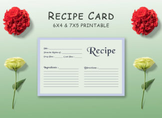 Free Pale Green Recipe Card Template
