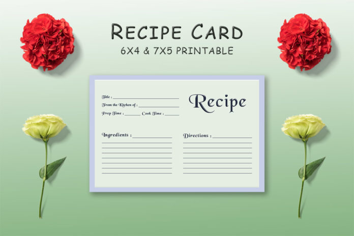 Free Pale Green Recipe Card Template