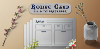 Free Modern Recipe Card Printable V37
